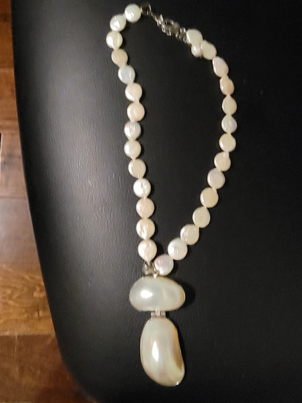 Spartina 449 Iridescent Pearl Bead Necklace with Double Drop Pendant